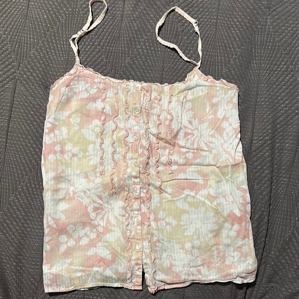 Abercrombie & Fitch Pink and Cream Floral Camisole